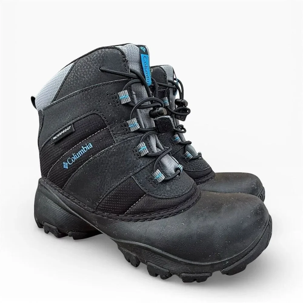 Columbia Rope Tow III Youth Winter Snow Boots Black/Gray Waterproof Size 4